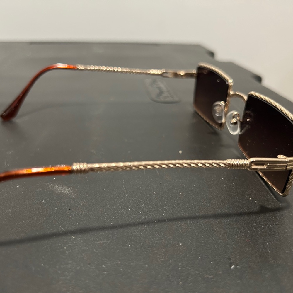 Gold Frame Rectangular Sunglasses - image 6